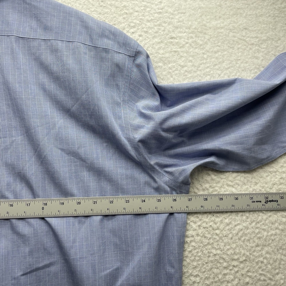 Brooks Brothers Dress Shirt Mens 17.5 6/7 Blue Glen Plaid Button Down 346 Preppy - Picture 8 of 10